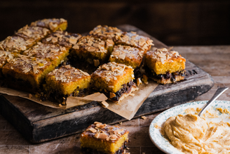 Sliced mincemeat bakewell squares