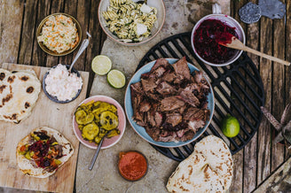 BBQ Brisket with Quick Pickles and Flatbreads