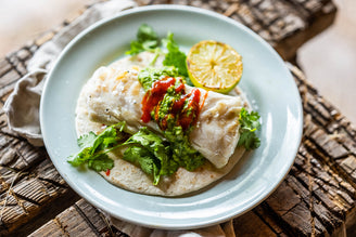 Barbecued Ling with Avocado, Lime, Chilli & Mojo Verde