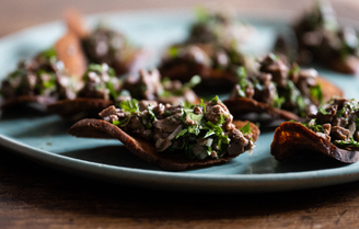 Tuscan Chicken Liver Pâté served on toast crackers