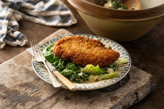 Free Range Chicken Schnitzel with Winter Caesar Salad