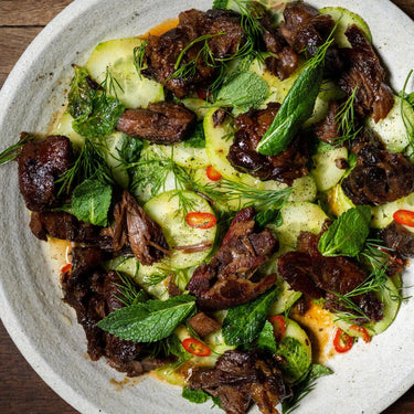 Glazed Shoulder of Lamb with Cucumber Salad