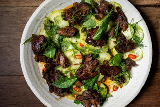 Glazed Shoulder of Lamb with Cucumber Salad