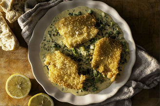 Crispy Lemon Sole with Warm Tartare Sauce and Pickled Cucumber by Thom Bateman