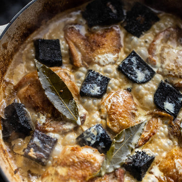 Chicken Thighs with Kingston Black Cider Brandy & Black Pudding