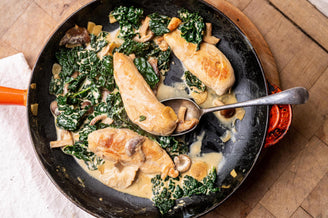 Chicken Fillets with Mushrooms and Cider Brandy 