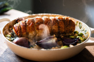 Roast Turkey Breast with Chorizo, Sprouts & Creamy Butter Beans.