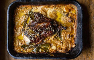 Lamb Shoulder Cooked in Milk with Herbs & Lemon, by Julius Roberts