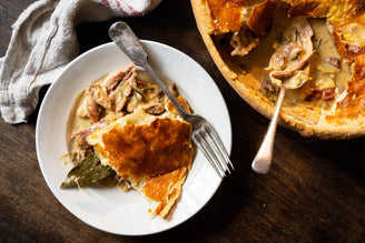 A bowl of Wild rabbit pie.