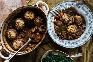 Venison Stew with Bacon & Chestnut Dumplings