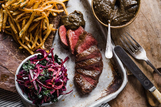 Venison Steaks, Shoestring Fries, Winter Slaw & Black Walnut Ketchup