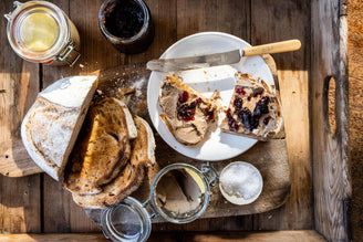 The Best Chicken Liver Parfait with slices of sourdough bread and sweet chutney