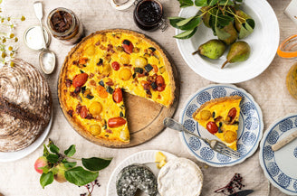 Bacon, Courgette & Tomato Tart with Spelt Pastry