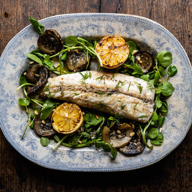Fire Cooked Monkfish Tail with Garden Herbs, Courgettes & Watercress