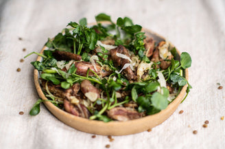 Shredded Duck Legs with Lentils, Sauerkraut & Watercress