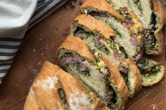 Pesto, Ham Hock & Cheddar Bread.
