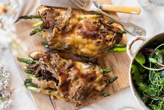 Beef, Asparagus & Rarebit Stack | Pipers Farm Recipe
