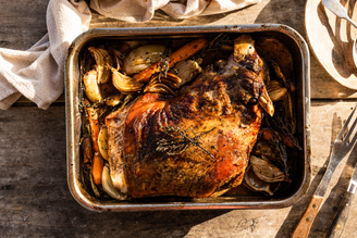 Slow Roast Lamb Shoulder & Lemon Potatoes, by Claire Thomson | Pipers Farm Recipe