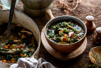Chicken & Lentil Stew with a Walnut Gremolata Smash | Pipers Farm Cookbook Recipe