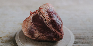 A raw grass fed beef ox heart