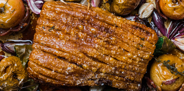 Roast Pork Belly with Baked Apples