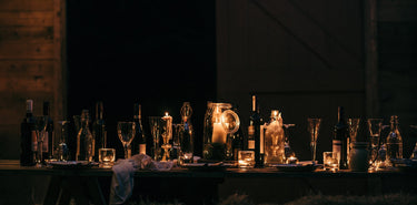 A candlelit christmas dinner table