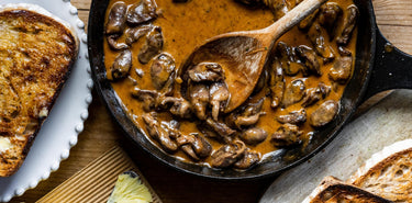 A cooked meal using native breed pork offal