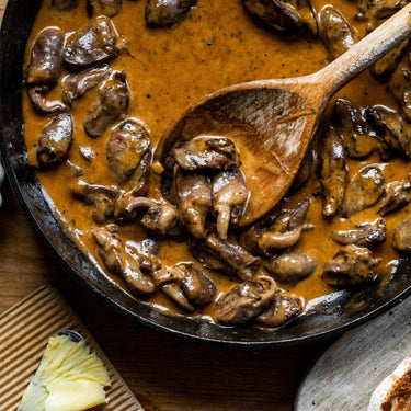A cooked meal using native breed pork offal