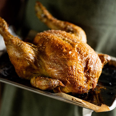 A whole roasted properly free range chicken