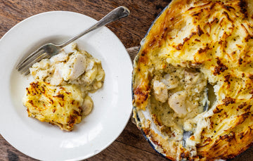 Hearty Seafood Pie Made With sustainable Seafood Fish Pie Mix.