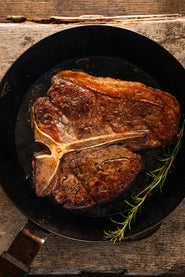 Perfectly Cooked Grass Fed Beef T Bone Steak