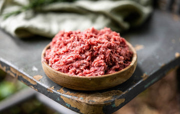 A bowl of raw, grass fed lamb mince.