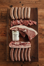 Raw Native Breed Pork Box With Diced Pork, Pork Chops, Natural Sausages and Pork Lard