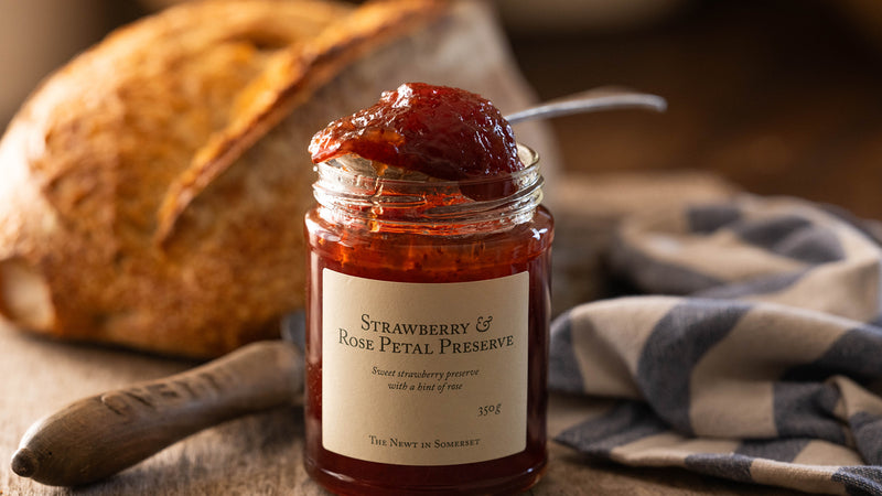 Jar of Strawberry and Rose Preserve, Generously Lather on Toast Or Porridge.