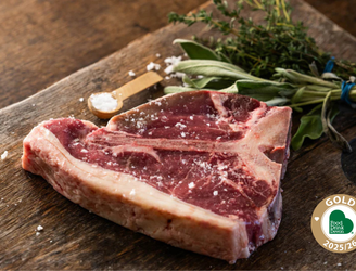 Perfectly Cooked Grass Fed Beef T Bone Steak