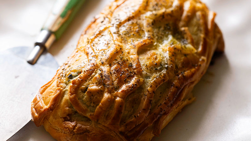 ChalkStream Trout Wellington with Quickes Cheddar & Spinach