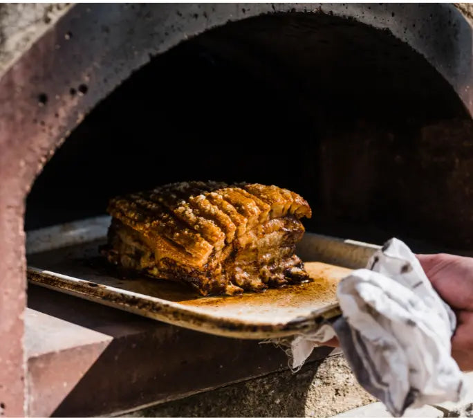 cooked native breed pork belly