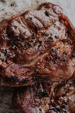 cooked native breed pork steaks