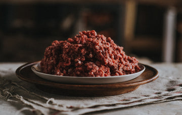 A plate of raw, grass fed beef mince.