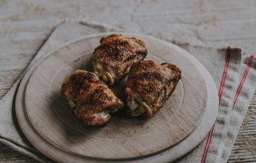 cooked, properly free range chicken thighs