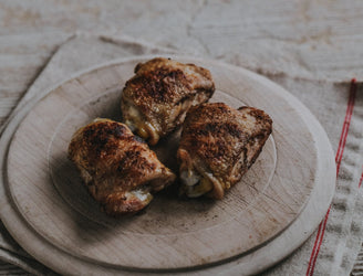 cooked, properly free range chicken thighs