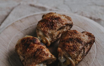 cooked, properly free range chicken thighs