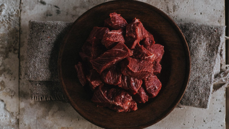 A Diced Plate of Grass Fed Braising Beef