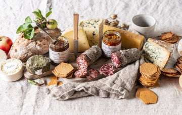 Cropwell Bishop Stilton, part of a cheese and charcuterie