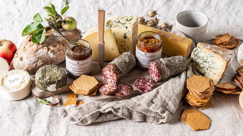 Cropwell Bishop Stilton, part of a cheese and charcuterie