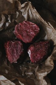 Raw Grass-Fed Beef Fillet Steaks with seasoning