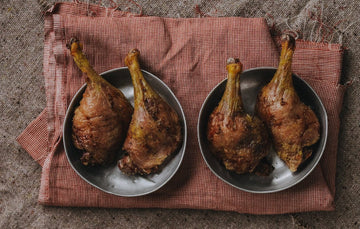 Cooked properly free range confit goose legs