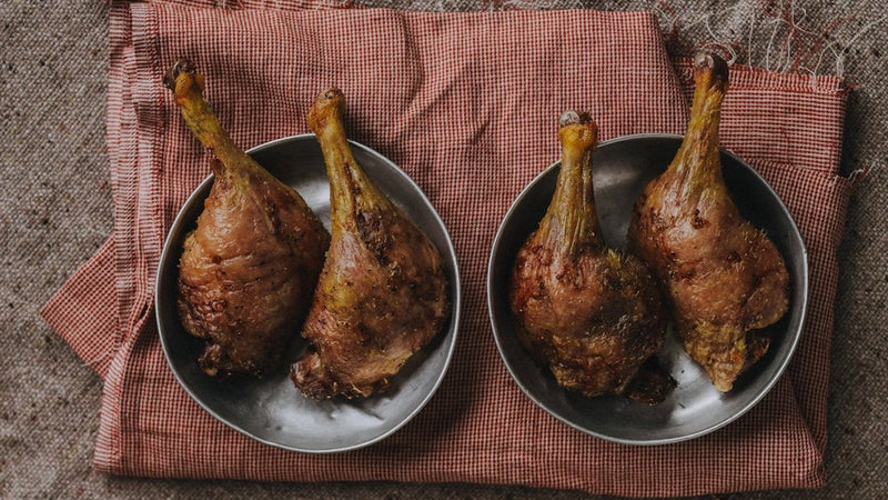 Cooked properly free range confit goose legs