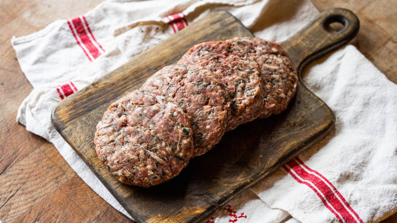Raw grass fed lamb and mint burgers