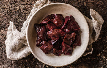 A bowl of raw, grass fed lamb's liver